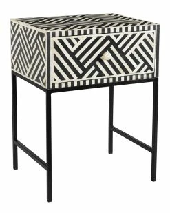 TOV Noire Bone Inlay Side Table Home End & Side Tables
