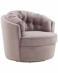TOV Eloise Velvet Swivel Chair Home Accent Chairs