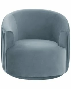 TOV Furniture London Blue Pleated Swivel Chair Home Accent Chairs