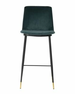 TOV Evora Green Velvet Counter Stool (Set Of 2) Home Dining Chairs & Stools