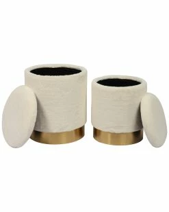TOV Set Of 2 Faux Sheepskin Storage Ottomans Home Ottomans & Poufs 7 TOV Set Of 2 Faux Sheepskin Storage Ottomans Home Ottomans & Poufs -TOV Shop 3050874067 RLLZ 3