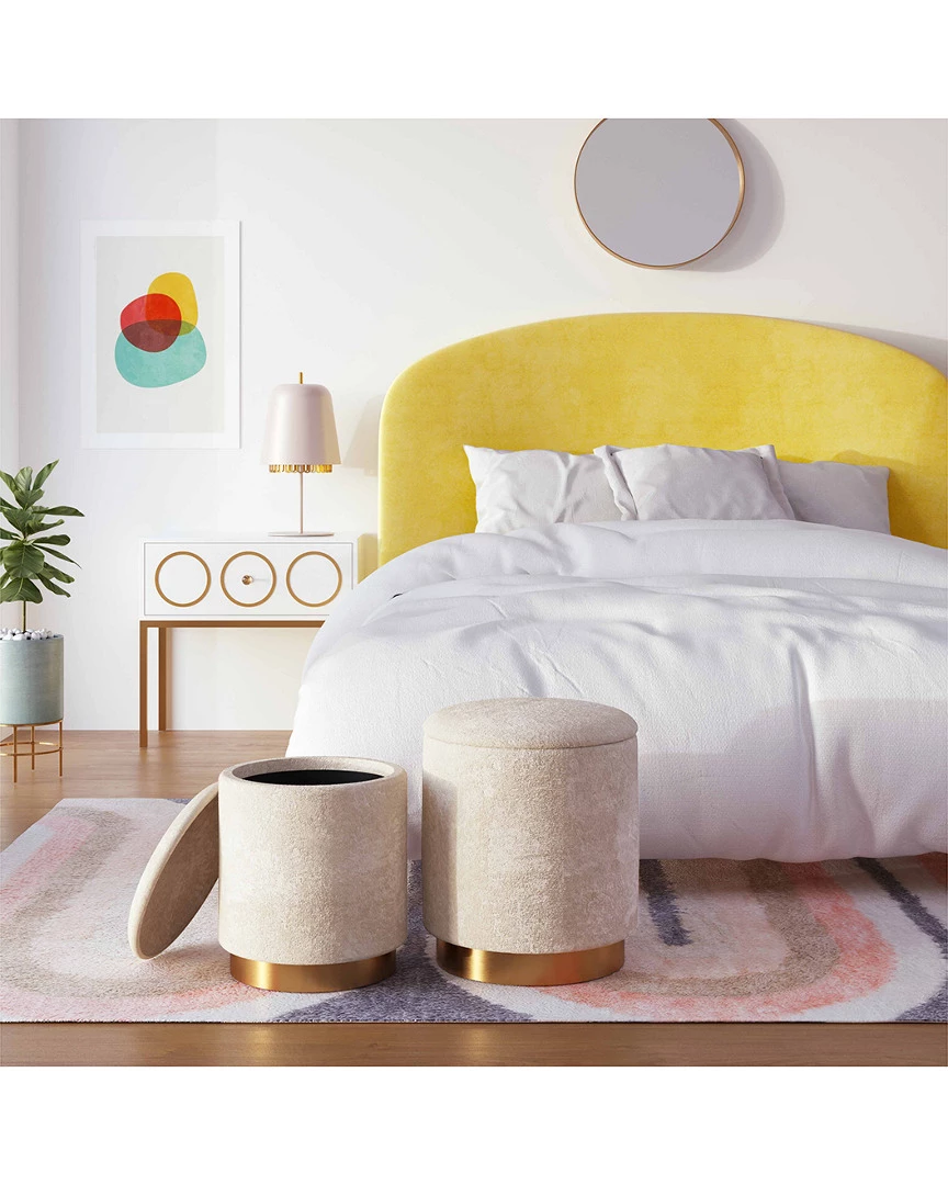 TOV Set Of 2 Faux Sheepskin Storage Ottomans Home Ottomans & Poufs 5 TOV Set Of 2 Faux Sheepskin Storage Ottomans Home Ottomans & Poufs - Image 5