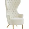 TOV Jezebel Cream Velvet Wingback Chair By Inspire Me! Home Decor Accent Chairs