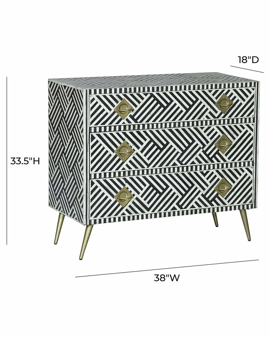 TOV Kadiri Black And White Bone Inlay Dresser Home Dressers & Armoires 3 TOV Kadiri Black And White Bone Inlay Dresser Home Dressers & Armoires - Image 3