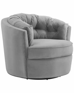 TOV Furniture Eloise Velvet Swivel Chair Home Accent Chairs