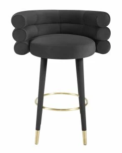 TOV Betty Black Velvet Barstool Home Dining Chairs & Stools