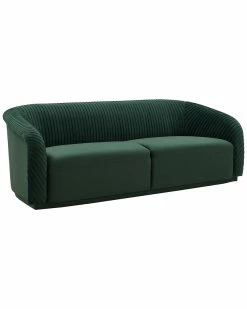 TOV Yara Pleated Forest Green Velvet Sofa Home Seating