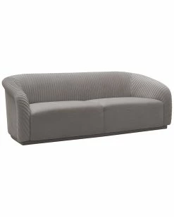 TOV Yara Pleated Grey Velvet Sofa Home Seating
